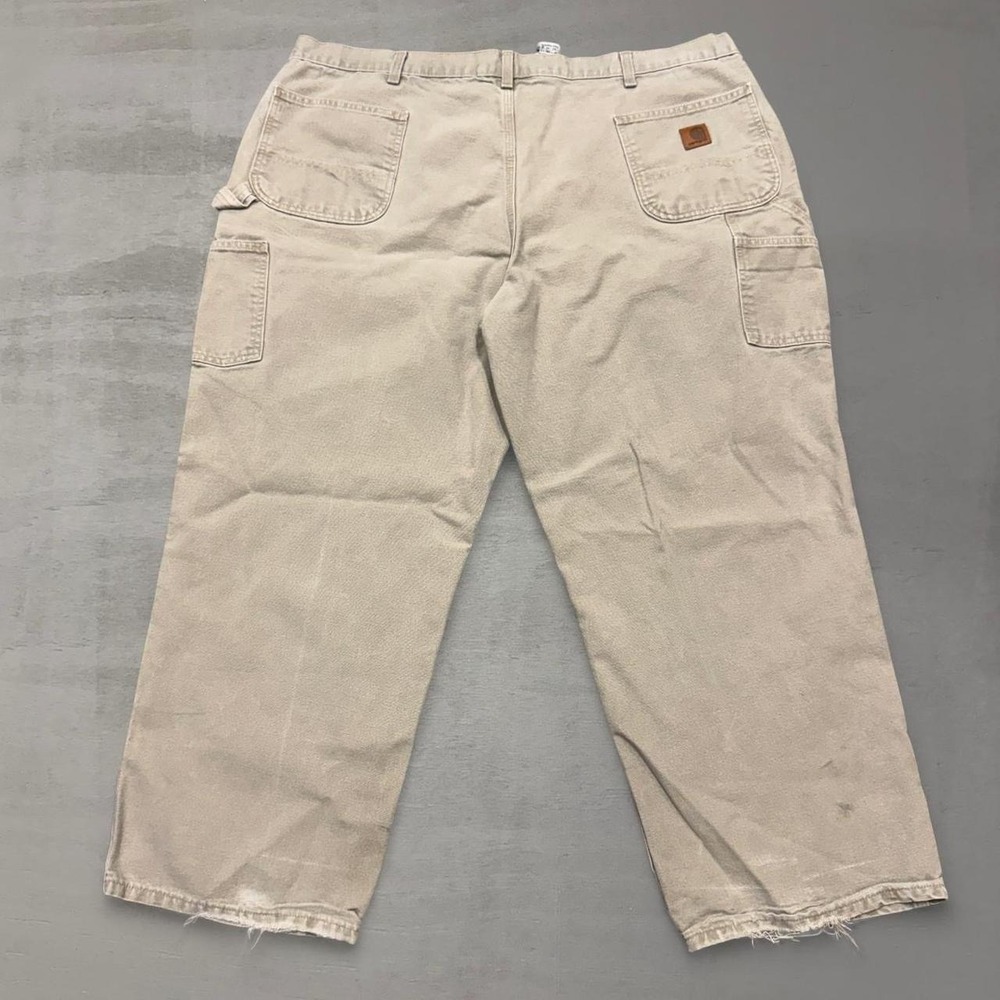 Carhartt B11-DES Original Dungaree Pants Tan Canvas Carpenter Work 42 x‎ 28
